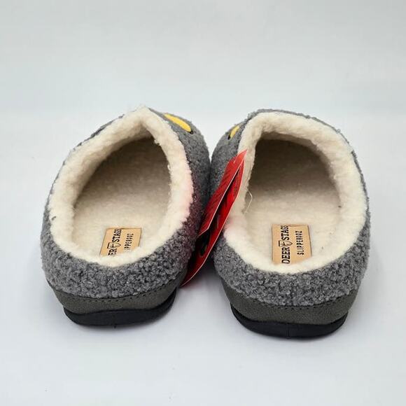 Deer Stags Slippers Smile Face Faux Shearling Cushioned Indoor Outdoor Womens 9M - Picture 6 of 9
